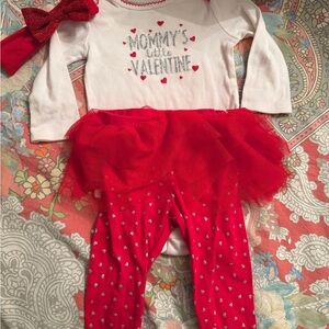 Mommy's Little Valentine Outfit with Red Tutu & headband